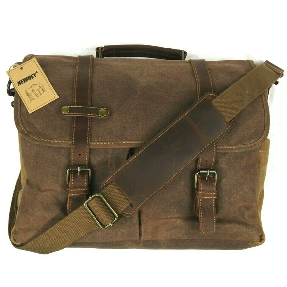 NEWHEY Messenger Bag Canvas Leather Bag - Picture 8 of 8